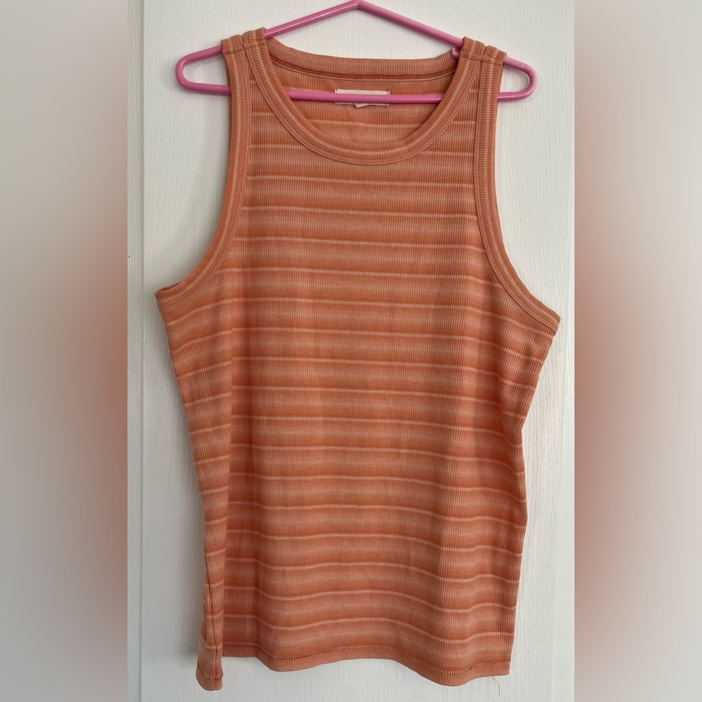Madewell Orange Striped Tank Top Medium